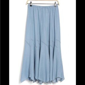 Tahari Tencel Godet Maxi Skirt In Southern Blue XS